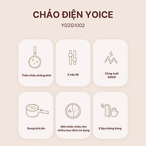 Nồi lẩu điện mini YOICE đa năng công suất 500W, 2 lớp chống bỏng bảo vệ đôi tay của bạn - YDZG1002 - HÀNG CHÍNH HÃNG