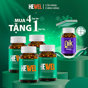 [Tặng Qik Hair Nữ 15v] Combo 4 Hộp 30v -  Viên Uống Bổ Gan Hewel Ecogreen – Giải Độc Gan Mát Gan, Hỗ Trợ Tiêu Hóa