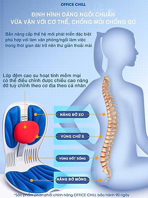 Ghế Chỉnh Dáng Ngồi Công Thái Học OFFICE CHILL Ngồi Thẳng Đúng Tư Thế Chống Đau Lưng Gù Lưng Ghế Thế Hệ Mới Bảo Hành 90 Ngày