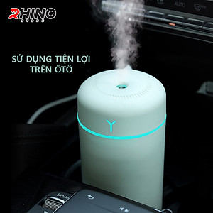 Máy phun sương xông tinh dầu tạo ẩm Rhino H901 dung tích 420ml, nhỏ gọn, không gây tiếng ồn, tích hợp đèn ngủ RGB nhiều màu, có chế độ tự ngắt - Hàng chính hãng