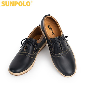 Giày nam Da bò Buộc dây SUNPOLO SPH424 (Xanh navy, Nâu)