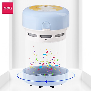 Máy hút bụi mini không dây cầm tay nhỏ nhắn tiện dụng Deli - Lực hút ổn đinh - Phù hợp vệ sinh bàn phím, laptop, góc học tập, nhà bếp, ô tô - Trắng / Xanh dương - Hàng chính hãng -18883