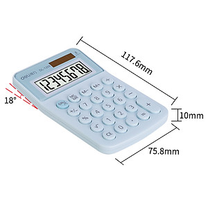 Máy tính để bàn Deli - Màn hình 8 số - Màu Xanh/Hồng - 1209A