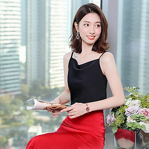 Áo hai dây lụa nữ cổ đổ mặc trong vest chất vải satin cao cấp thoáng mát khi mặc - AO0036