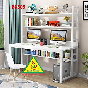 Bàn làm việc, bàn học khung sắt mặt gỗ BKS05 - Nội thất lắp ráp Viendong Adv