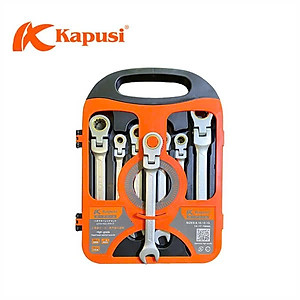 Bộ cờ lê vòng miệng tự động đảo chiều hãng KAPUSI TOOLS Nhật Bản 7 chi tiết mã k7732