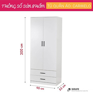 Tủ quần áo 2 cánh SMLIFE Carmelo
