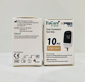 Que thử Mỡ máu Cholesterol dành cho máy đo FaCare 5 trong 1 FC-M168 (TD-4216) - Hộp 10 que