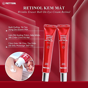 Kem dưỡng mắt giảm mờ thâm quầng mắt Retinol Pretty Skin, cải thiện nếp nhăn Prettyskin Wrinkle eraser roll on eye cream