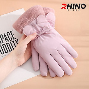 Găng tay Nữ giữ ấm lót lông cừu, chống gió Rhino G9022 cảm ứng điện thoại, đi xe máy