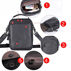 Túi đeo chéo nam, túi xách tay da bò thật Bụi Leather DC104 - Da bò Mill cao cấp, Unisex - Bảo Hành 12 tháng