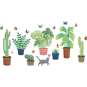 Decal giấy dán tường chậu xương rồng XL7248