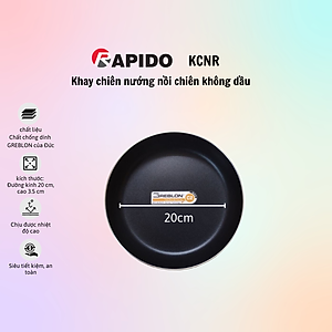 Khay lót chiên nướng Rapido men ceramic chống dính - Khay chiên nướng nồi chiên không dầu chống dính Greblon bền đẹp đường kính 20cm dùng trong nồi chiên không dầu - Hàng chính hãng