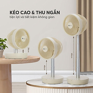 Quạt sạc tuần hoàn không khí Elmich CFE-8786, dung lượng pin lớn, hoạt động liên tục tới 10h, tạo nên luồng gió mạnh,  di chuyển linh hoạt 90° theo chiều ngang tạo luồng gió đa chiều, làm mát nhanh, dễ chịu - Hàng chính hãng