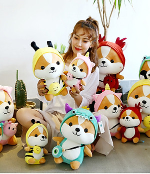 Gấu bông chó Shiba cosplay hình thú các loại siêu dễ thương cute (23cm--->50cm)  hàng xịn cao cấp an toàn cho người sử dụng