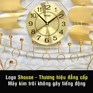 Đồng Hồ Treo Tường Thuyền Buồm Vàng Shouse B68 kim trôi trang trí nghệ thuật đẹp cho phòng khách