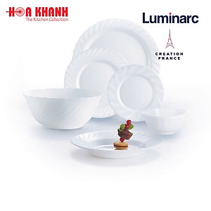 Đĩa Thủy Tinh Luminarc Diwali Trianon Trắng 20cm đựng thức ăn, kháng vỡ, cường lực - Bộ 3 đĩa - N3647