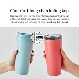 Bình giữ nhiệt LocknLock New Clip Tumbler màu xanh da trời LHC4279SBLU 540ml, Hàng chính hãng, có 2 nắp thay thế - JoyMall