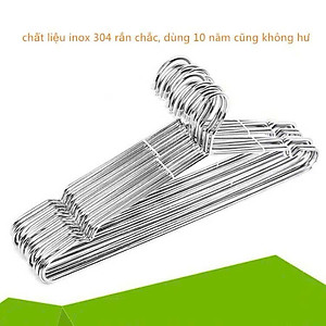 Combo 10 Móc Treo Quần Áo Inox Dạng Tròn Dài 42cm - Chống Trượt, Chống Gỉ, Bền Bỉ, Hiệu Quả - HÀNG CHÍNH HÃNG MINIIN