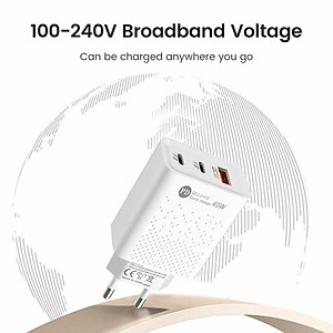 Cốc Củ đầu Sạc Nhanh 3 Cổng USB 40W 65W Type C 3.0 Cho Điện Thoại smartphone [ Miếng Lót chuột ]