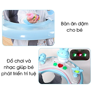 Xe tròn tập đi cao cấp cho bé, khung xe kim loại chắc chắn - có kèm nhạc, đèn