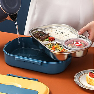 Hộp cơm giữ nhiệt Văn Phòng JIDOSA JD3850 đựng thức ăn 4 ngăn kèm bát đựng canh chống tràn