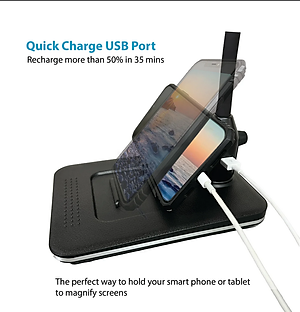 Kính lúp cao cấp để bàn đọc sách, đọc điện thoại Magnipros 1819+CP (4X, có đèn led chống chói và giảm mỏi mắt, có thể để bàn hoặc kẹp bàn)