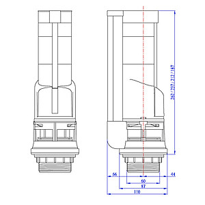 Bộ xả cấp piston - Bộ xả bồn cầu 2 nhấn 2 khối cấp piston cao cấp HKC-BX36