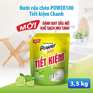 Túi Nước Rửa Chén POWER100 Tiết Kiệm Hương Chanh 3.5KG