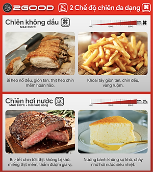 Nồi Chiên Hơi Nước 2GOOD S100 Lòng Nồi Inox Gồm 10 Chương Trình Nấu Dung Tích 20 Lít Công Suất 1800 W - Hàng Chính Hãng