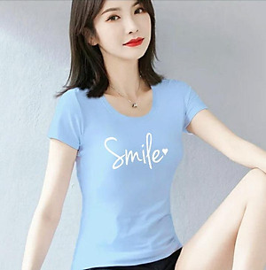 Áo thun nữ in chữ Smile thun cotton 4 chiều form ôm body MXM ( ANU026 )