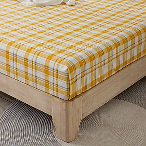 Bộ Ga Gối Cotton Tici Kẻ LIDACO Cao Cấp - Caro Vàng