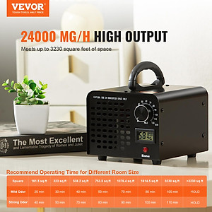Máy tạo Ozone VEVOR 12000 36000 24000mg/h Máy Ozone Khử mùi Công suất cao Máy tạo Ozone thương mại/công nghiệp tại nhàHàng nhập khẩu