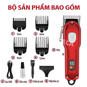 Tông đơ cắt tóc chuyên nghiệp KEMEI KM-802 công suất mạnh mẽ 10W có màn hình LCD hiển thị thông minh, sử dụng sạc USB sạc nhanh pin trâu 3h, tăng đơ, tondor dùng cho gia đình, salon tiệm tóc barber - hãng phân phối chính thức