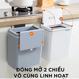 Thùng Rác Thông Minh Treo Tủ Bếp Thiết Kế Nắp Mở Đa Chiều - Có Thanh Treo Cửa Tủ Bếp FEIDASH TG3680