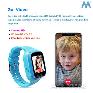 Đồng hồ Thông minh Gọi Video Call Chống nước Định vị Chính xác Model LT36 có 3 màu Đen Hồng Xanh Hàng chính hãng