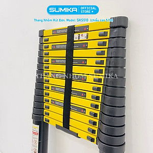 Thang nhôm rút gọn Sumika SKS510 - Chiều cao tối đa 5.1m, sơn tĩnh điện, chống trầy xước