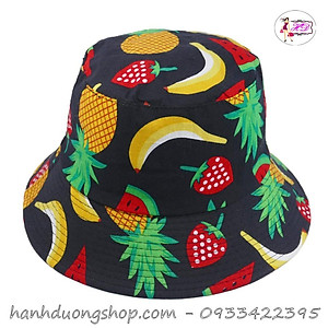 Nón bucket trái cây hot hit mũ tai bèo trái cây hoa cỏ vành nhỏ dễ thương chất liệu vải cotton thoáng mát - Hạnh Dương