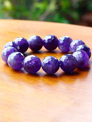 Vòng thạch anh tím hạt đa giác size 16mm mệnh hỏa. thổ - Ngọc Quý Gemstones