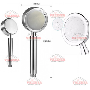 Bộ sen tắm nóng lạnh Valenza 1404 chất liệu đồng mạ crom kèm đầy đủ bát sen tắm tăng áp, dây sen tắm inox, cài sen, chân sen-Nước chảy mạnh