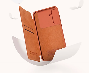 Bao da cho SamSung Galaxy S24 Fe ,  S23 FE chính hãng Nillkin QIN có nắp trượt bảo vệ camera sau - Hàng chính hãng