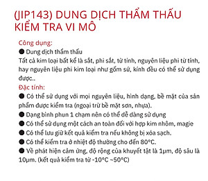 Dung dịch thẩm thấu và phát hiện vết nứt trên bề mặt sản phẩm JIP143