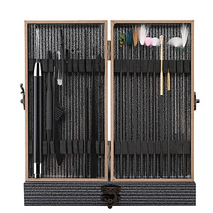 Bộ lấy Ráy Tai,Dụng Cụ Lấy Ráy Tai Massa Tai 20 Món Hộp Gỗ Mun,Tích Hợp Lấy Ráy Tai Có Đèn Cao Cấp