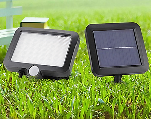 Đèn năng lượng mặt trời cảm biến chuyển động 56 LED siêu sáng pin tách rời chống nước ngoài trời kèm cáp nối 5m - Hàng chính hãng