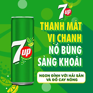 Thùng 24 Lon Nước Ngọt Có Gaz 7Up lon xanh (320ml/lon)