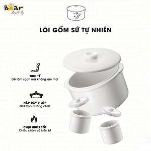 Nồi Nấu Chậm 1,6L Bear SUBE002 Đa Năng Nấu Cháo, Chưng Yến Bản Quốc Tế - Hàng Chính Hãng