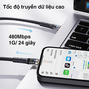 Dây sạc nhanh ip PD 33W Rockspace Z21 typeC to IP sạc nhanh dây dù Hàng chính hãng bảo hành 1 năm 1 đổi 1