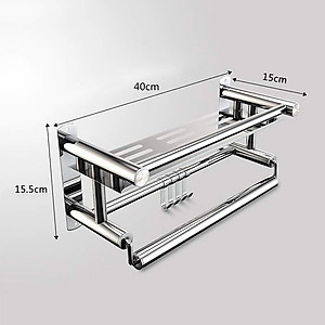 Giá Treo Đồ Nhà Tắm 2 tầng INOX 304 lắp đặt Dán Tường tặng kèm đinh vít khoan tường - OENON