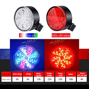 Đèn hậu cảnh báo xe đạp gắn sau CỐI XAY GIÓ AQ-113 dung lượng 500mAh 8 chế độ cảnh báo, sạc USB, chống nước IPX4 - Mai Lee