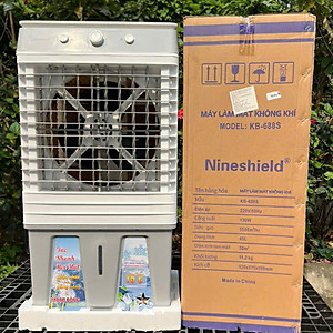 Quạt điều hòa Nineshield KB-588A 45L + tặng 2 đá khô có bánh xe, Motor đồng bền bỉ, êm ái, tiết kiệm điện, dễ dàng vệ sinh, hàng nhập khẩu